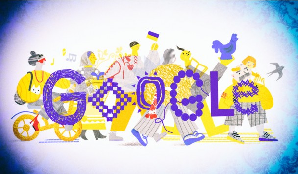 Google привітав українців з Днем Незалежності святковим дудлом