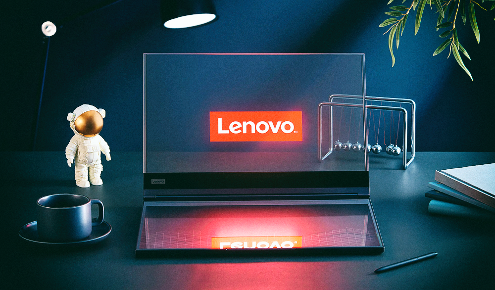 Lenovo показала футуристический ноутбук с прозрачным дисплеем