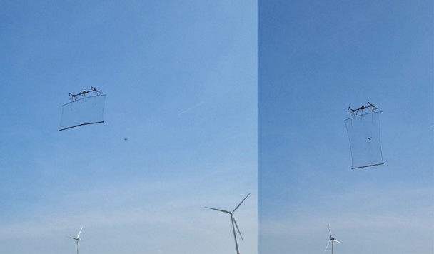 Автономный дрон-перехватчик ловит дроны-нарушители с помощью сети