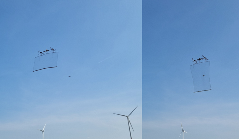 Автономный дрон-перехватчик ловит дроны-нарушители с помощью сети