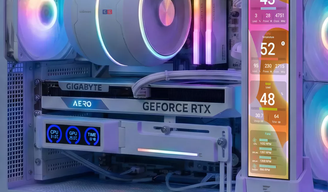 Представлена подпорка для видеокарты со встроенным информационным дисплеем