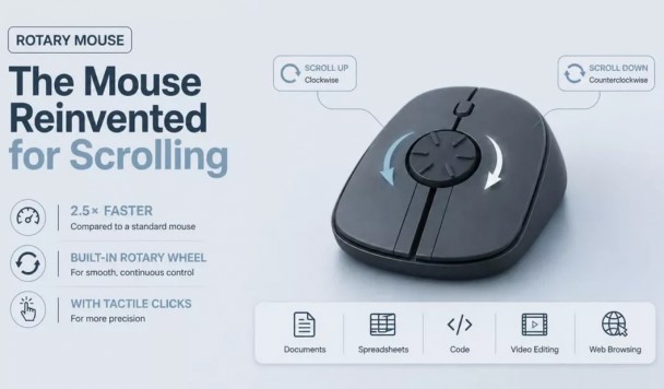 Rotary Mouse: новая мышь с вращающимся механизмом вместо привычного колёсика