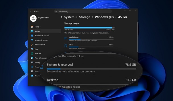 Системный файл Windows 11 «съедает» 500 ГБ на диске