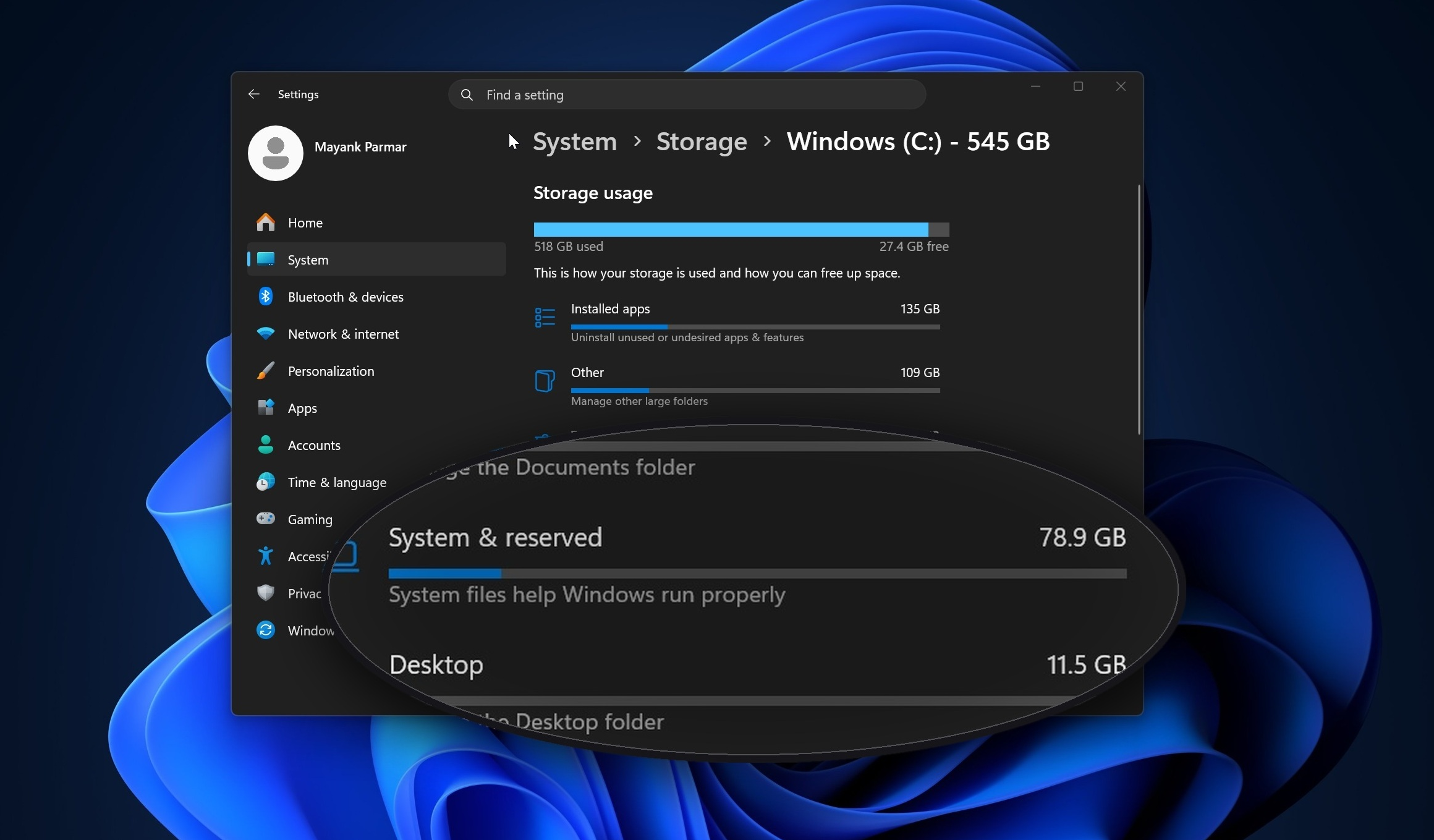 Системный файл Windows 11 «съедает» 500 ГБ на диске